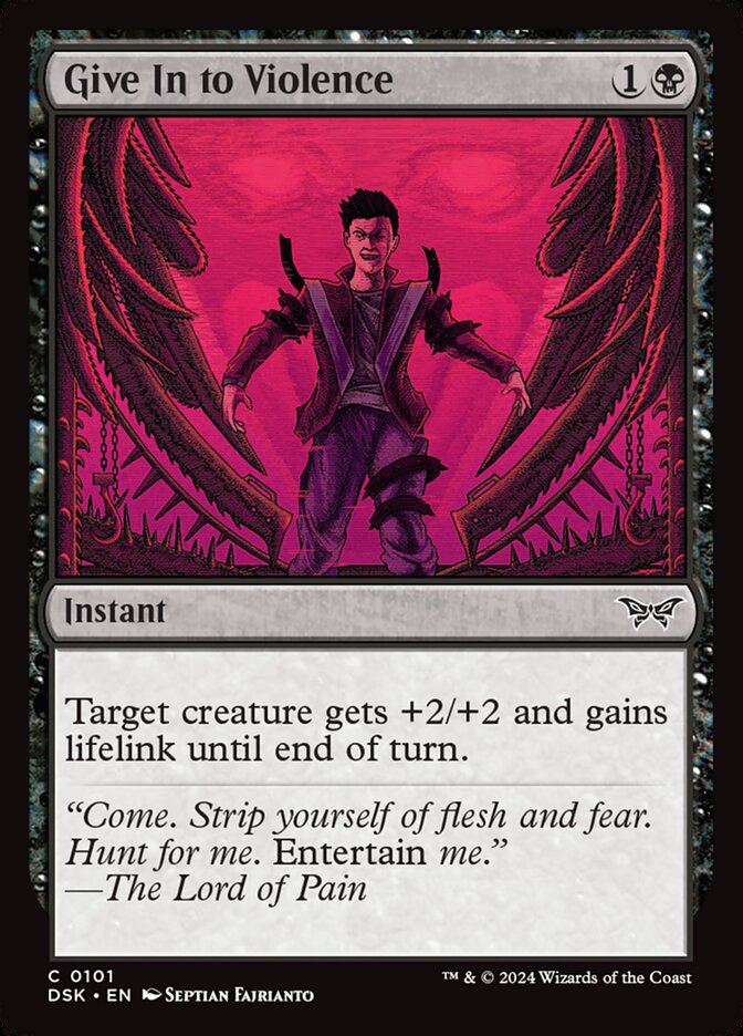 Give In to Violence – Common Magic: The Gathering card from Duskmourn: House of Horror (#101)