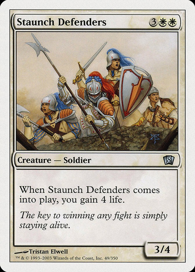 Staunch Defenders – Uncommon Magic: The Gathering card from Eighth Edition (#49)