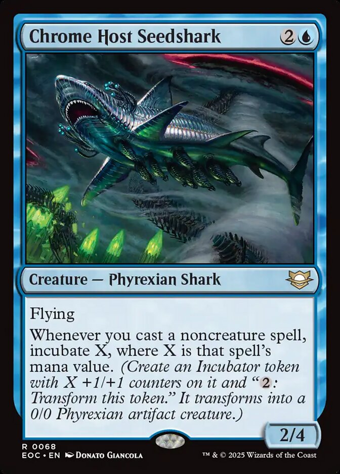 Chrome Host Seedshark – Rare Magic: The Gathering card from Edge of Eternities Commander (#68)