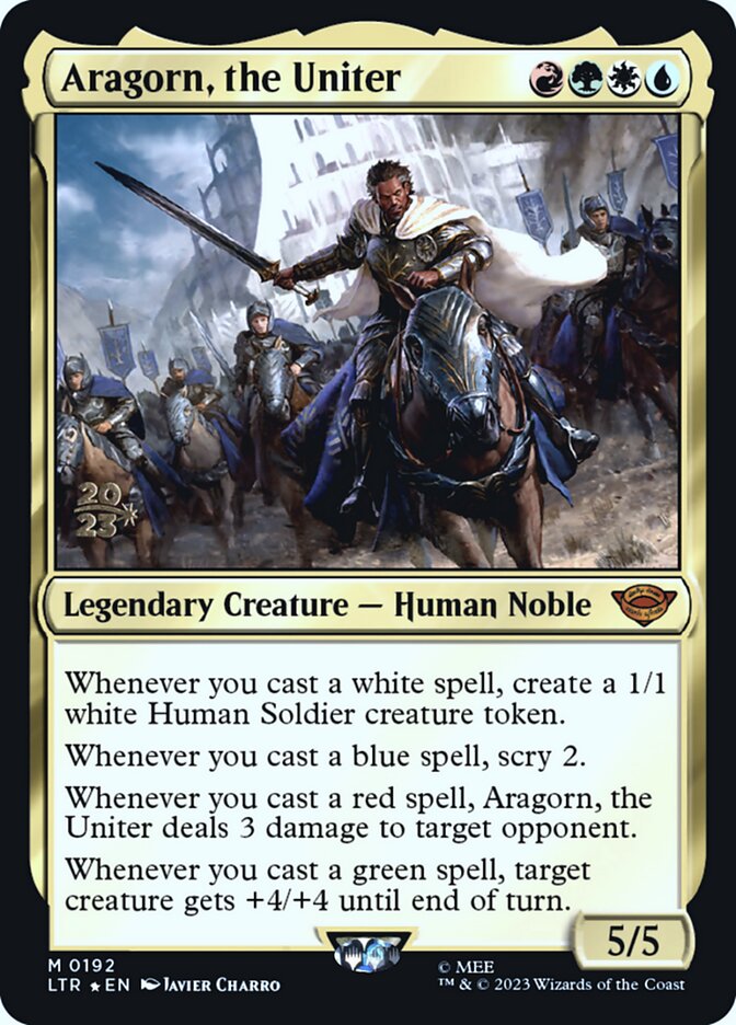 Aragorn, the Uniter – Mythic Magic: The Gathering card from Tales of Middle-earth Promos (#192s)