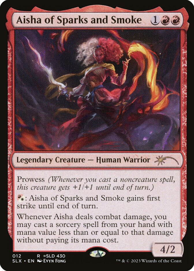 Aisha of Sparks and Smoke – Rare Magic: The Gathering card from Universes Within (#12)