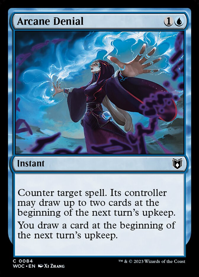 Arcane Denial – Common Magic: The Gathering card from Wilds of Eldraine Commander (#84)