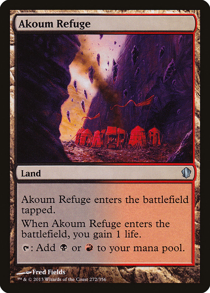 Akoum Refuge – Uncommon Magic: The Gathering card from Commander 2013 (#272)