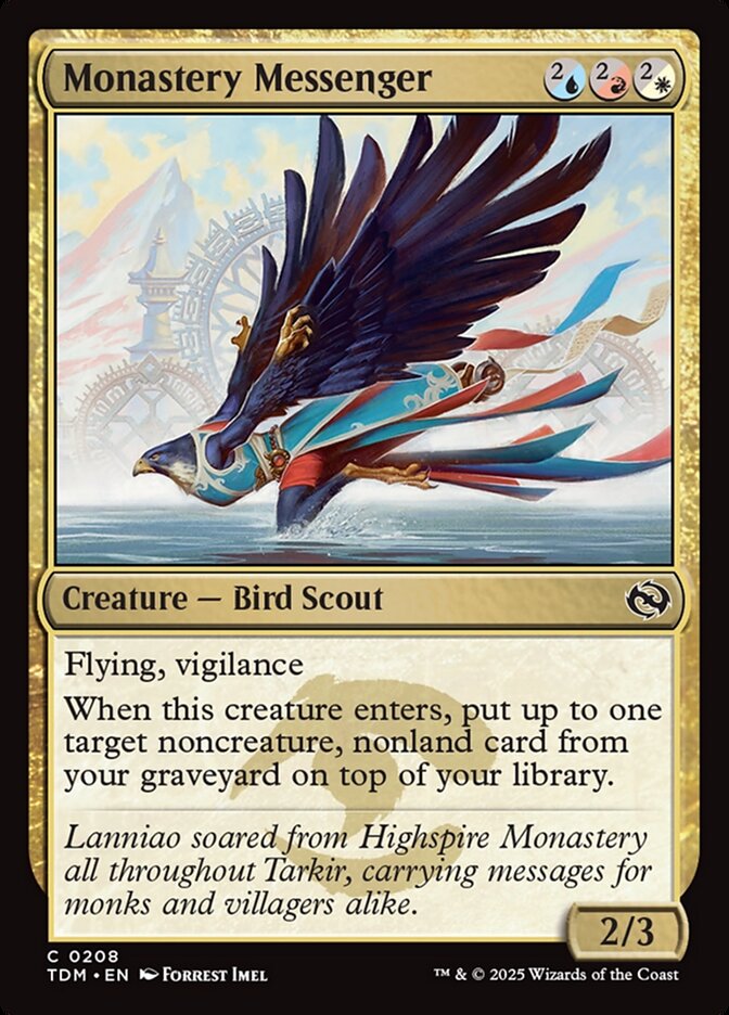 Monastery Messenger – Common Magic: The Gathering card from Tarkir: Dragonstorm (#208)