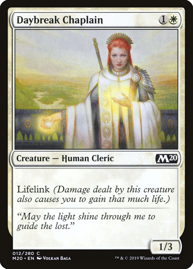 Daybreak Chaplain – Common Magic: The Gathering card from Core Set 2020 (#12)