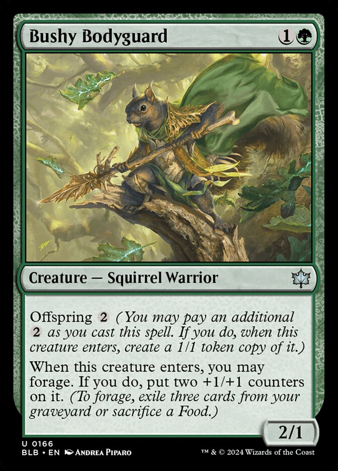 Bushy Bodyguard – Uncommon Magic: The Gathering card from Bloomburrow (#166)