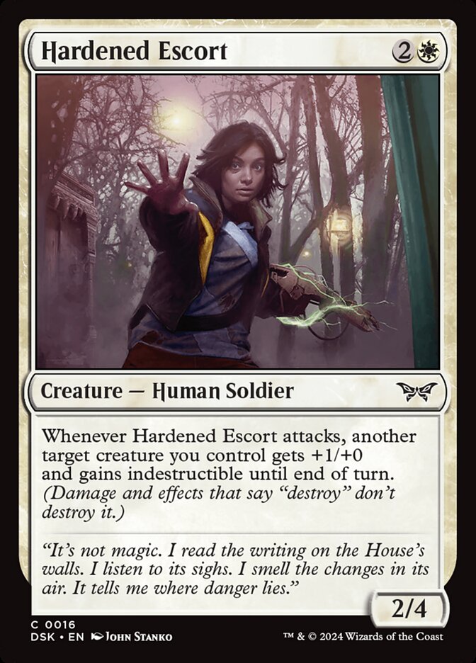 Hardened Escort – Common Magic: The Gathering card from Duskmourn: House of Horror (#16)