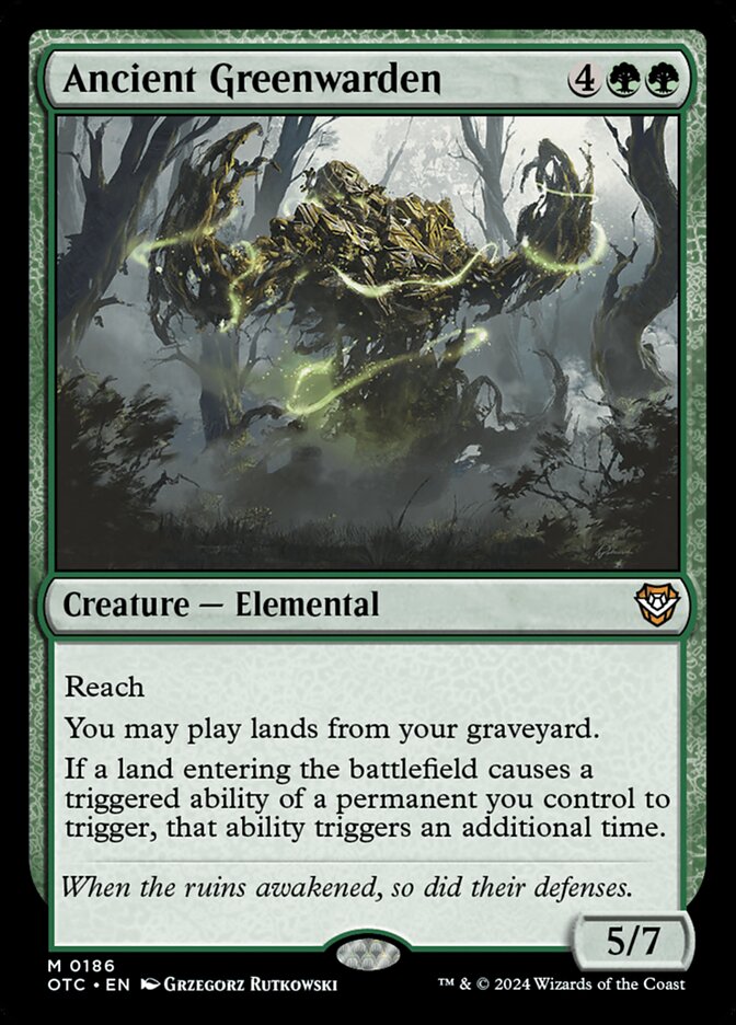 Ancient Greenwarden – Mythic Magic: The Gathering card from Outlaws of Thunder Junction Commander (#186)
