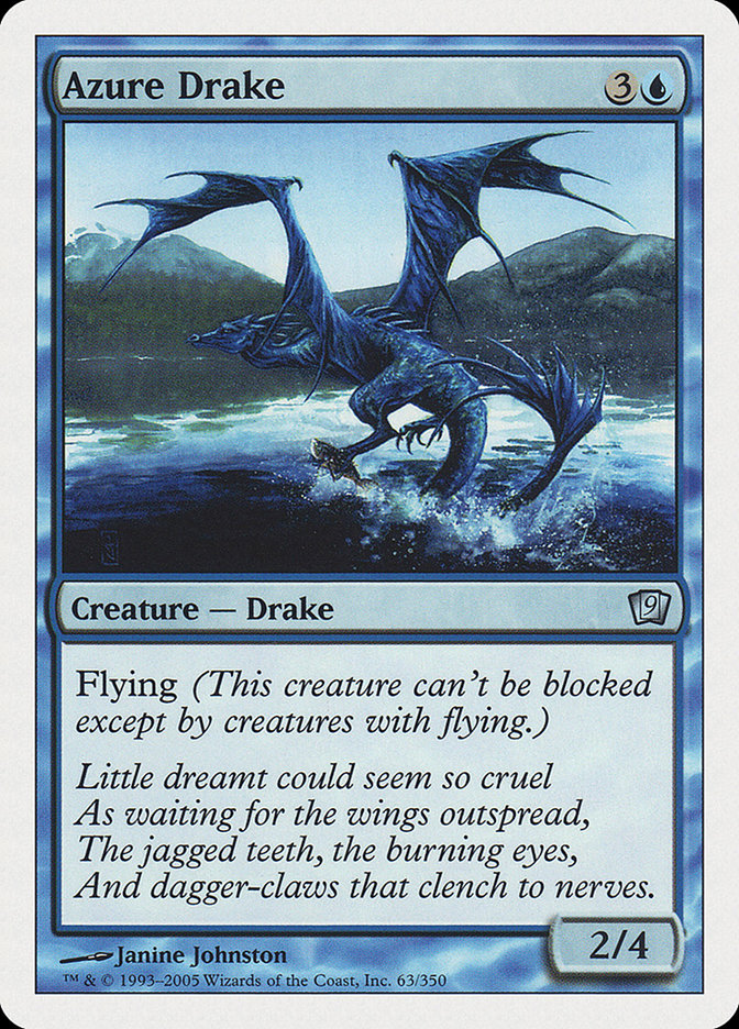Azure Drake – Uncommon Magic: The Gathering card from Ninth Edition (#63)