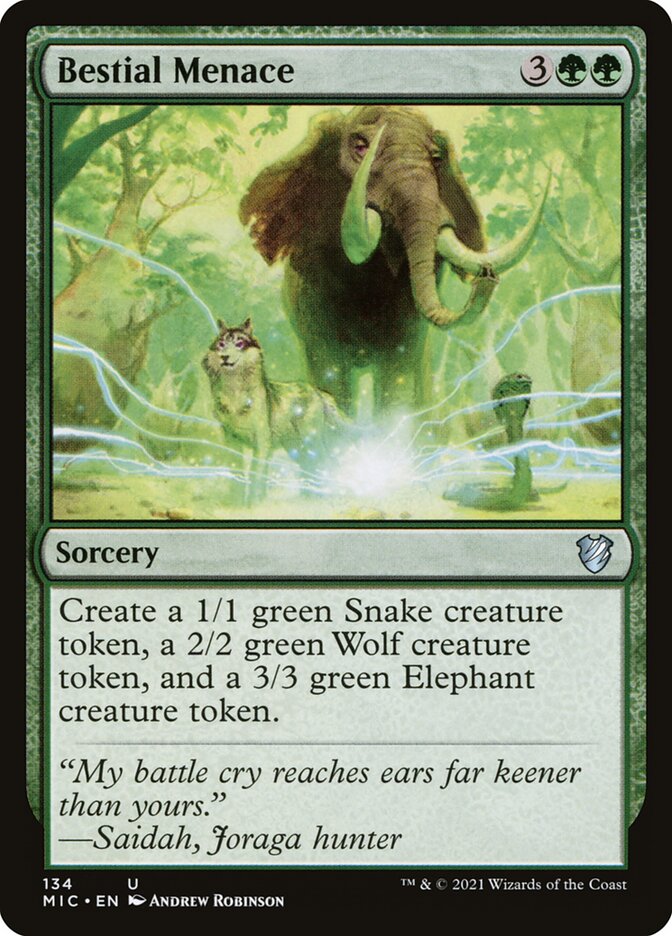Bestial Menace – Uncommon Magic: The Gathering card from Midnight Hunt Commander (#134)