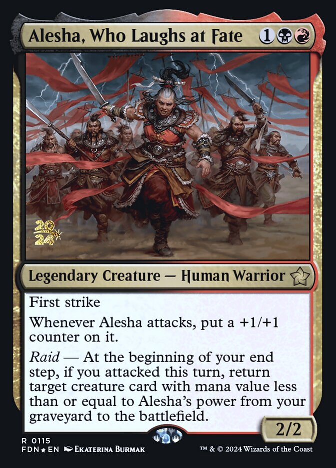 Alesha, Who Laughs at Fate – Rare Magic: The Gathering card from Foundations Promos (#115s)