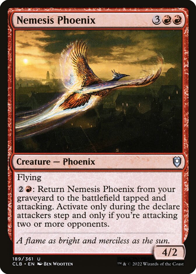 Nemesis Phoenix – Uncommon Magic: The Gathering card from Commander Legends: Battle for Baldur's Gate (#189)