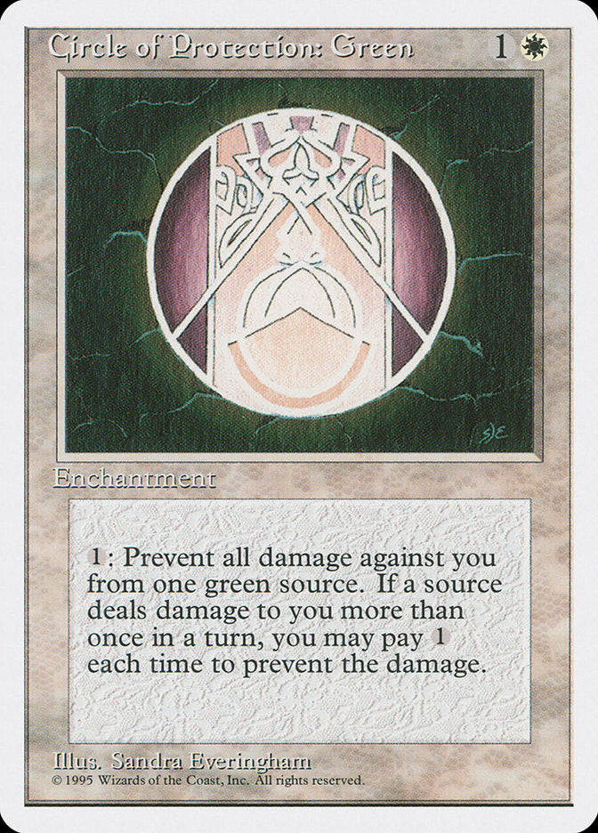Circle of Protection: Green – Common Magic: The Gathering card from Fourth Edition (#16)