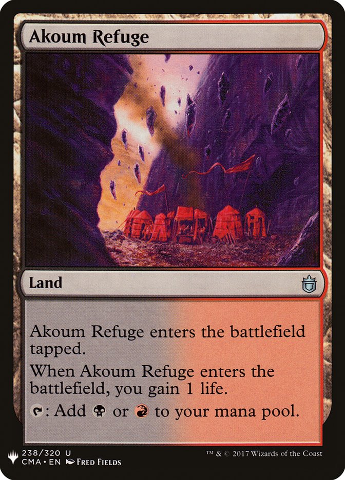 Akoum Refuge – Uncommon Magic: The Gathering card from The List (#CMA-238)