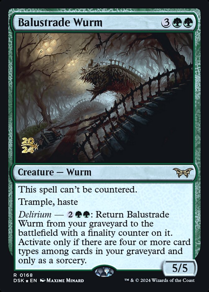 Balustrade Wurm – Rare Magic: The Gathering card from Duskmourn: House of Horror Promos (#168s)