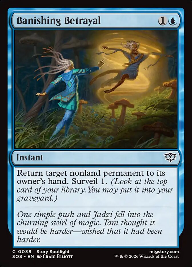 Banishing Betrayal – Common Magic: The Gathering card from Secrets of Strixhaven (#38)