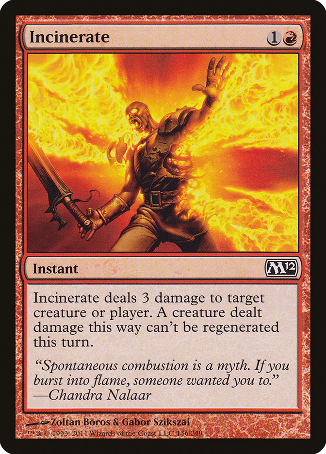 Incinerate – Common Magic: The Gathering card from Magic 2012 (#146)