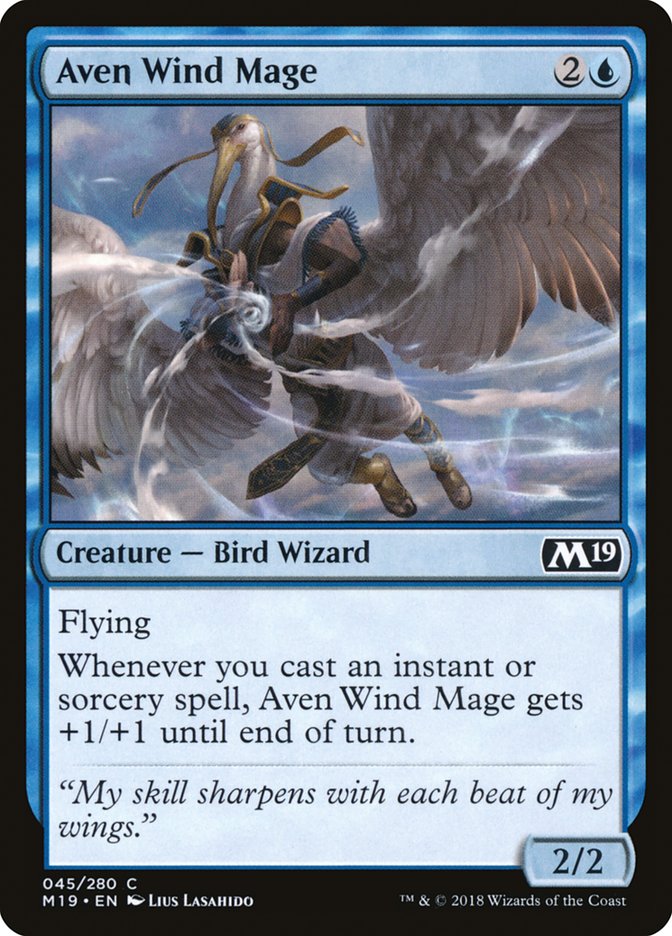 Aven Wind Mage – Common Magic: The Gathering card from Core Set 2019 (#45)