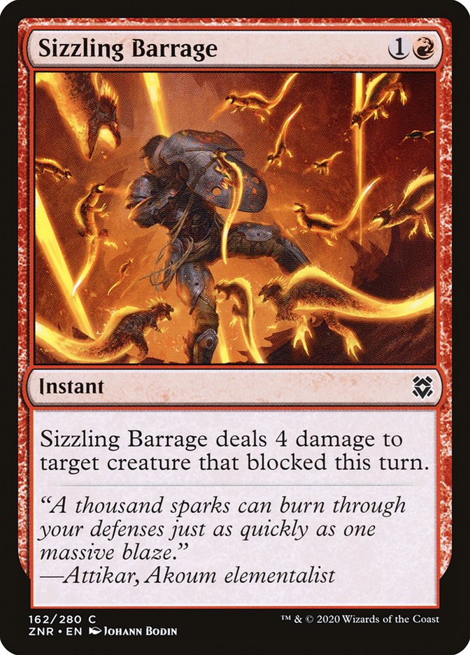 Sizzling Barrage – Common Magic: The Gathering card from Zendikar Rising (#162)