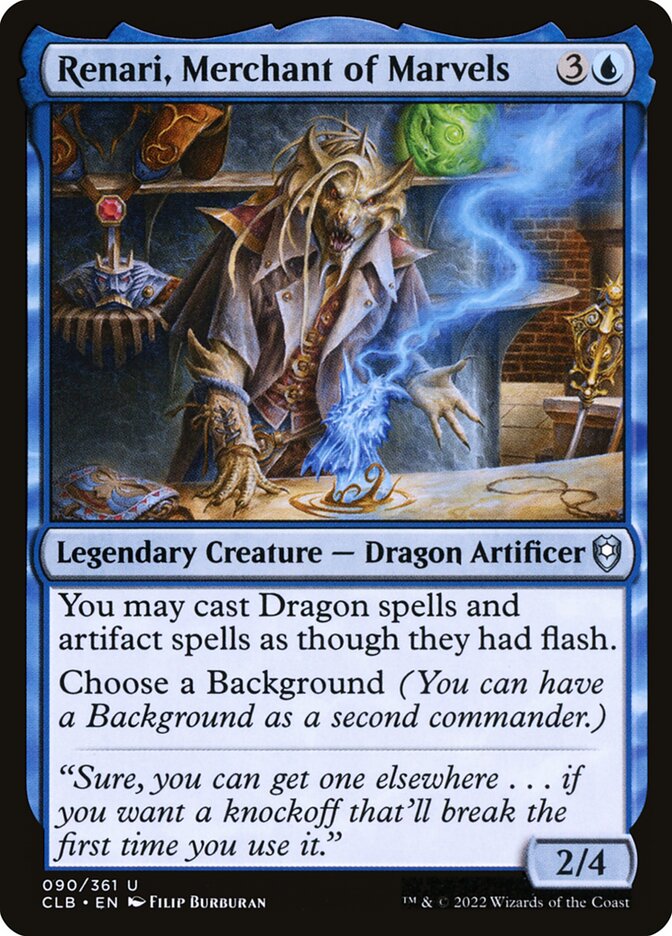 Renari, Merchant of Marvels – Uncommon Magic: The Gathering card from Commander Legends: Battle for Baldur's Gate (#90)