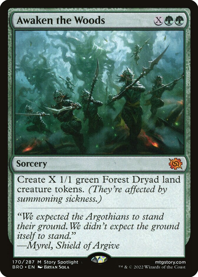 Awaken the Woods – Mythic Magic: The Gathering card from The Brothers' War (#170)
