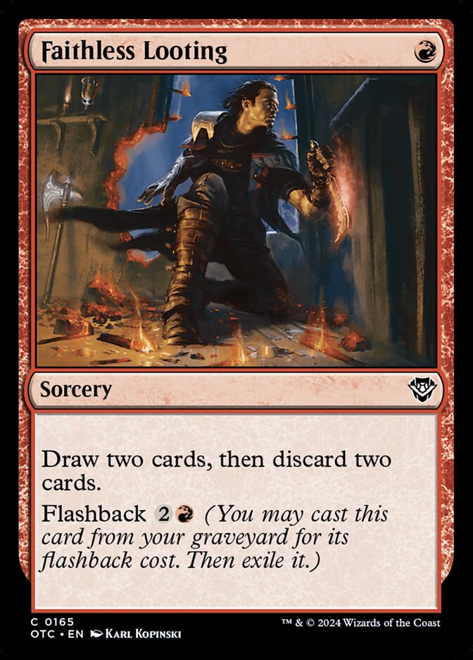 Faithless Looting – Common Magic: The Gathering card from Outlaws of Thunder Junction Commander (#165)