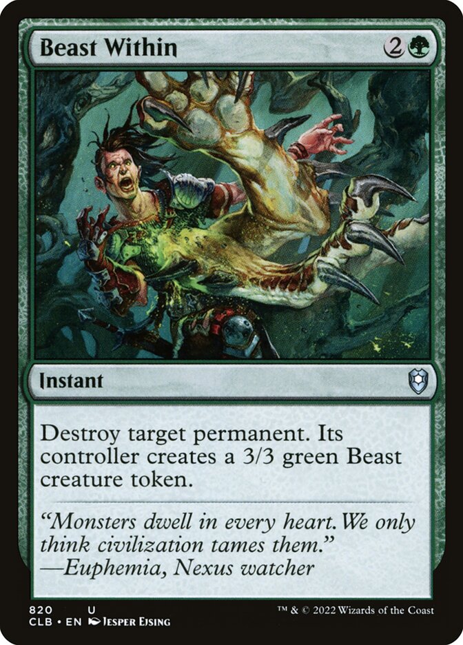 Beast Within – Uncommon Magic: The Gathering card from Commander Legends: Battle for Baldur's Gate (#820)