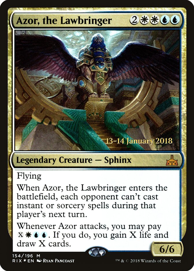 Azor, the Lawbringer – Mythic Magic: The Gathering card from Rivals of Ixalan Promos (#154s)