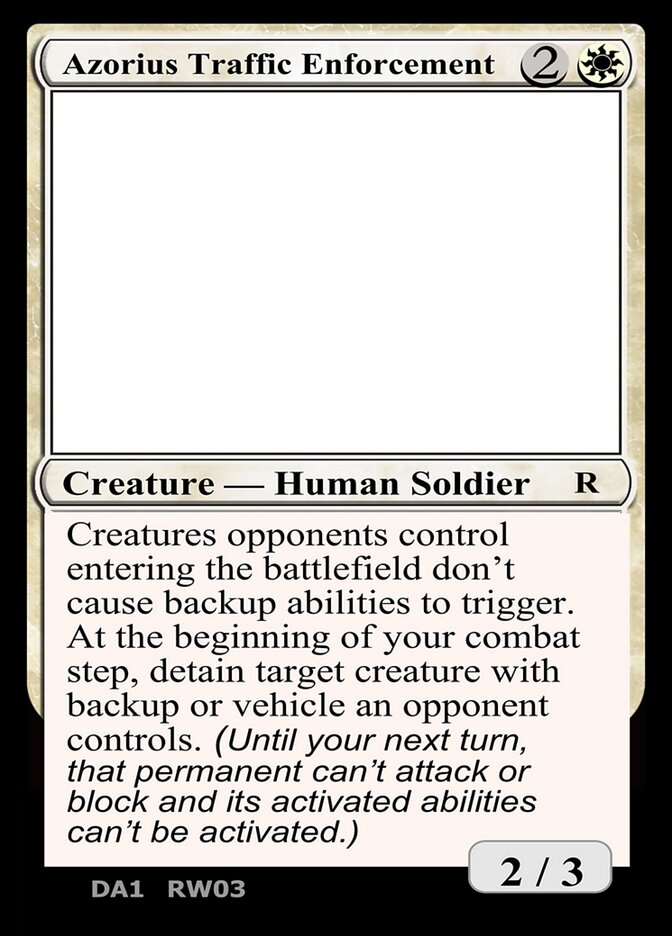 Azorius Traffic Enforcement – Rare Magic: The Gathering card from Unknown Event (#RW03a)