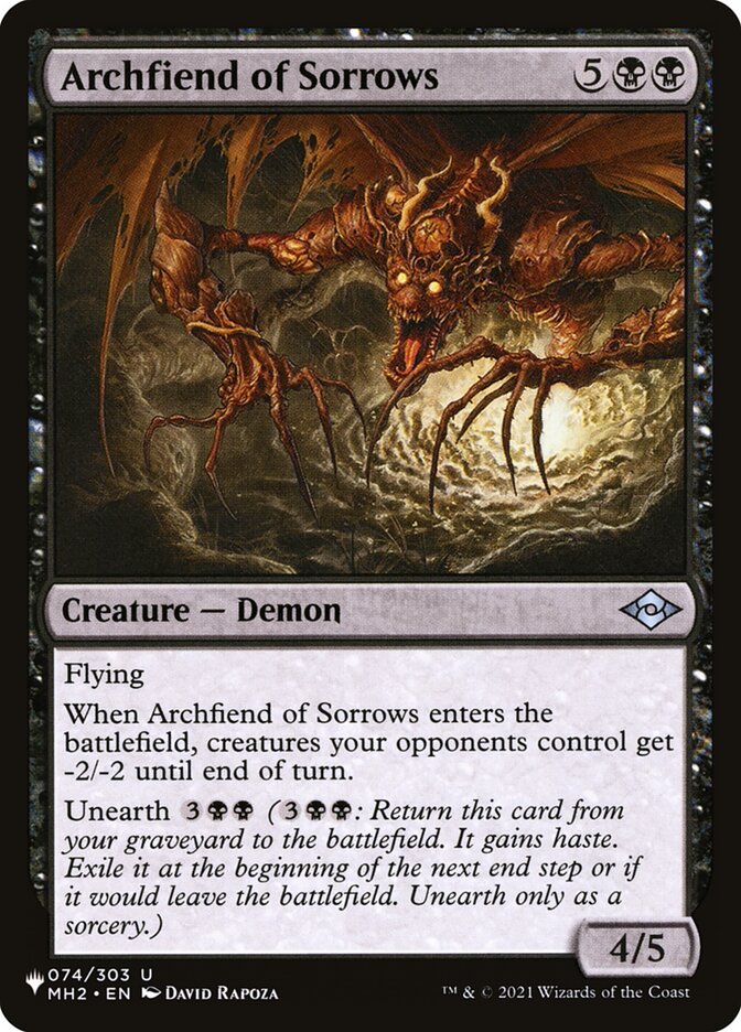 Archfiend of Sorrows – Uncommon Magic: The Gathering card from The List (#MH2-74)