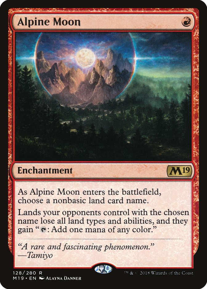 Alpine Moon – Rare Magic: The Gathering card from Core Set 2019 (#128)
