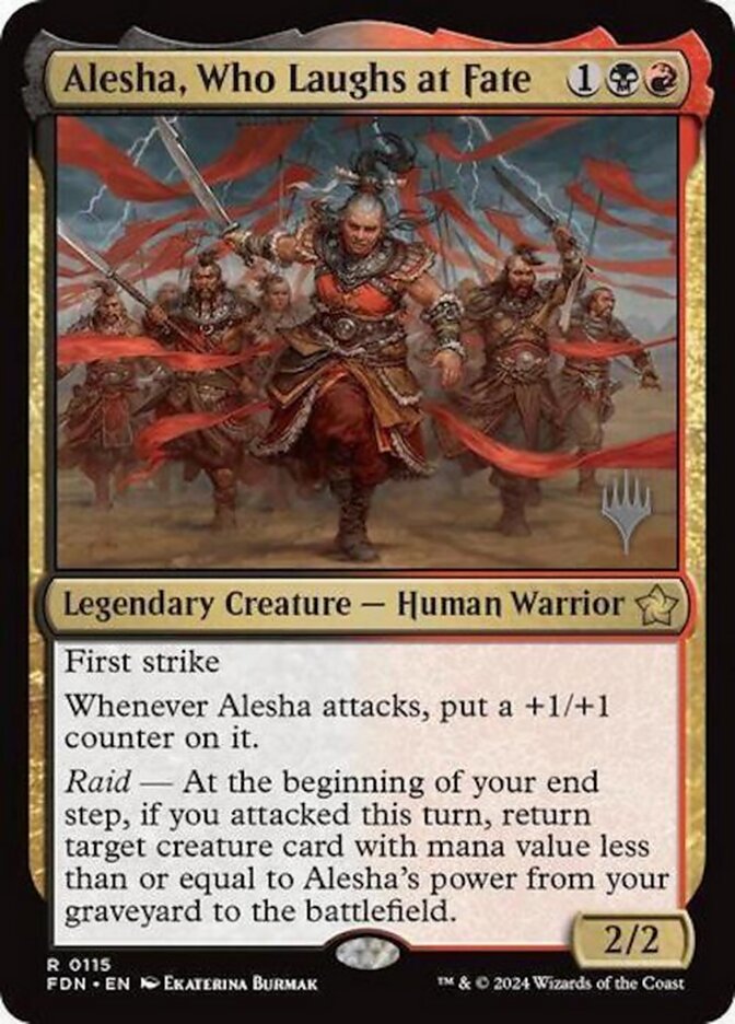 Alesha, Who Laughs at Fate – Rare Magic: The Gathering card from Foundations Promos (#115p)