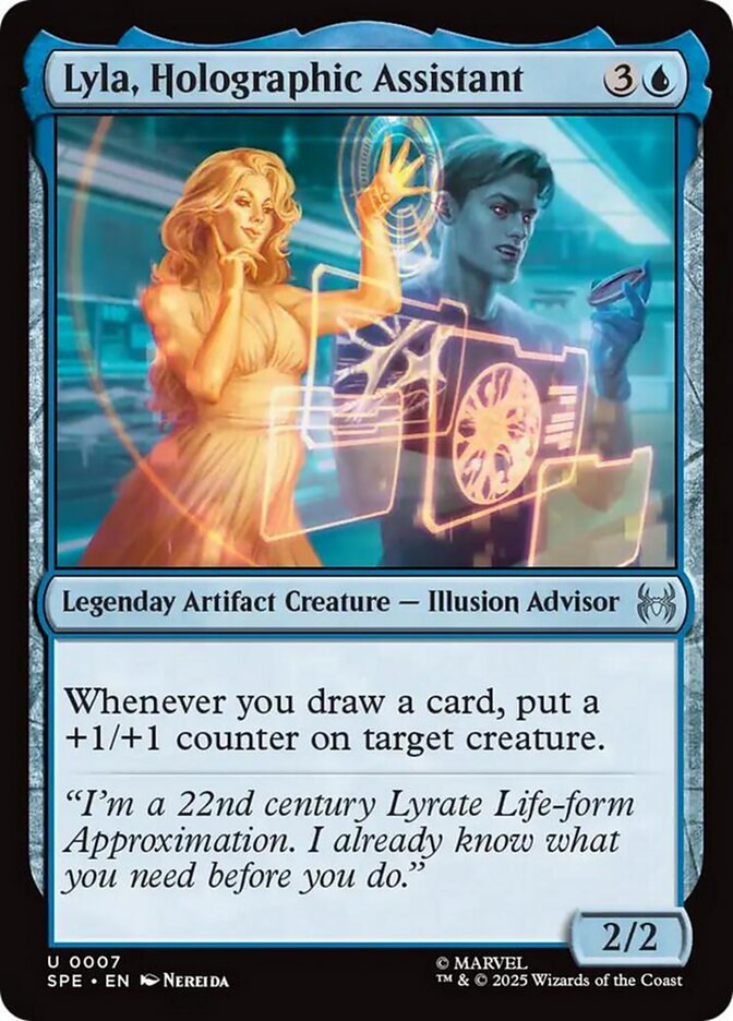 Lyla, Holographic Assistant – Uncommon Magic: The Gathering card from Marvel's Spider-Man Eternal (#7)