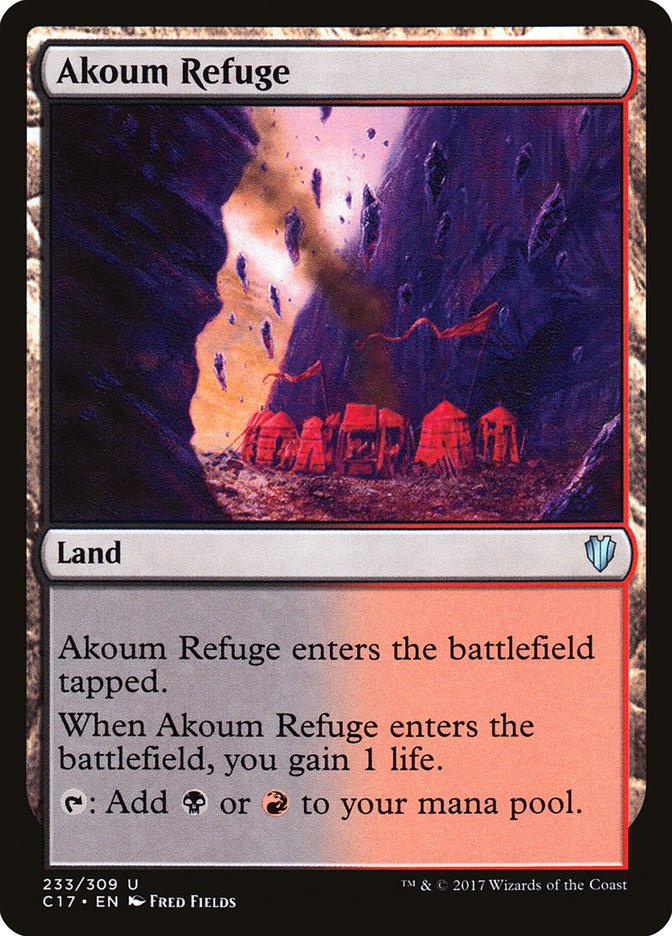 Akoum Refuge – Uncommon Magic: The Gathering card from Commander 2017 (#233)