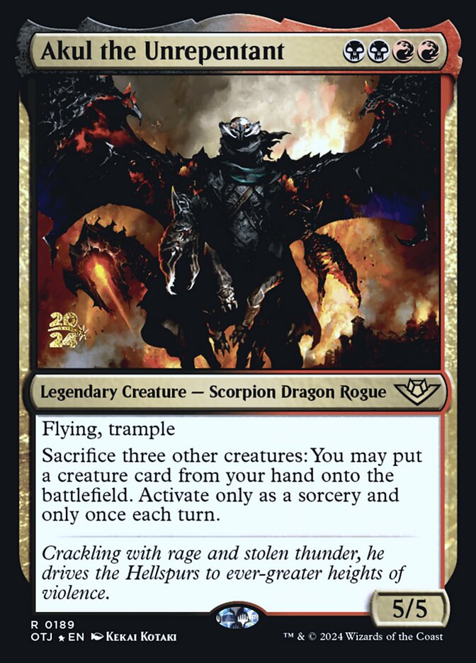 Akul the Unrepentant – Rare Magic: The Gathering card from Outlaws of Thunder Junction Promos (#189s)
