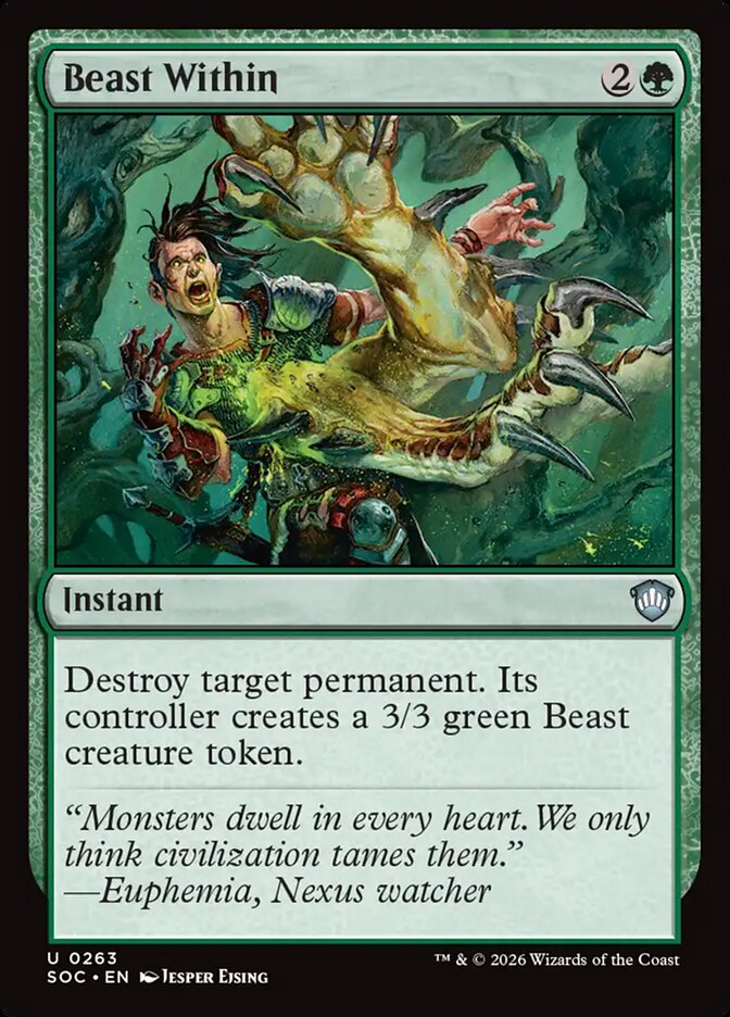 Beast Within – Uncommon Magic: The Gathering card from Secrets of Strixhaven Commander (#263)
