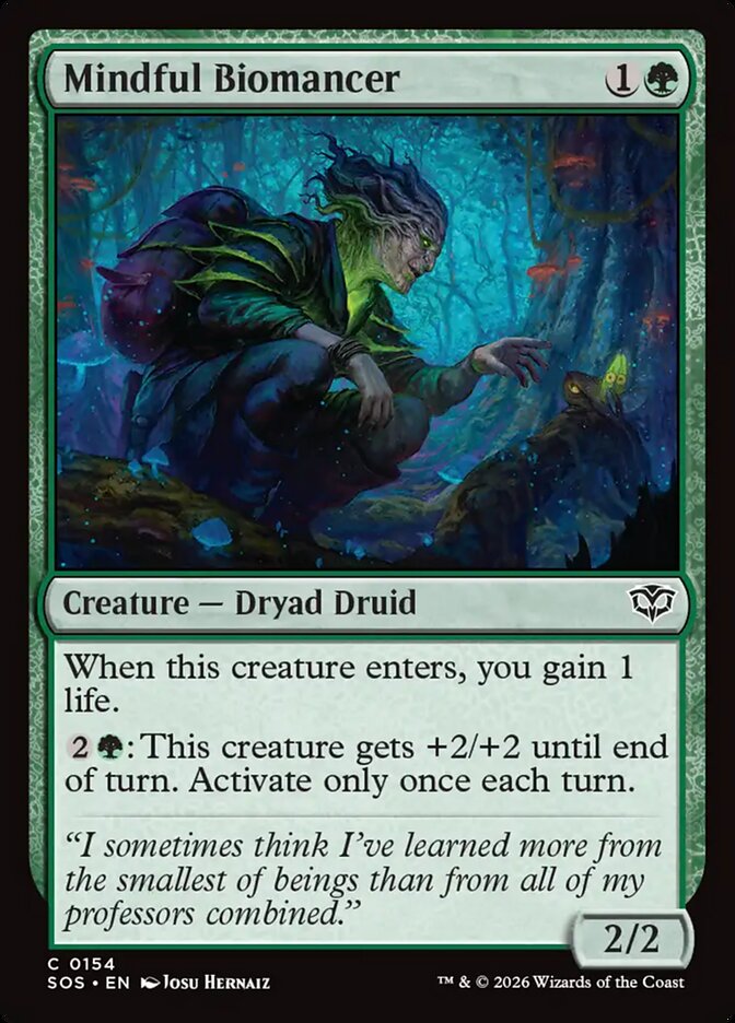 Mindful Biomancer – Common Magic: The Gathering card from Secrets of Strixhaven (#154)