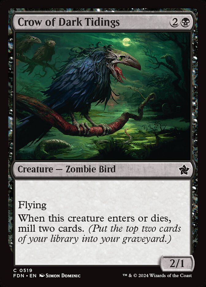 Crow of Dark Tidings – Common Magic: The Gathering card from Foundations (#519)