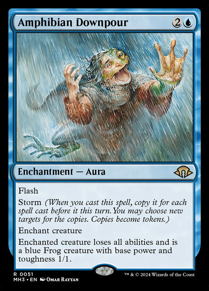 Amphibian Downpour – Rare Magic: The Gathering card from Modern Horizons 3 (#51)