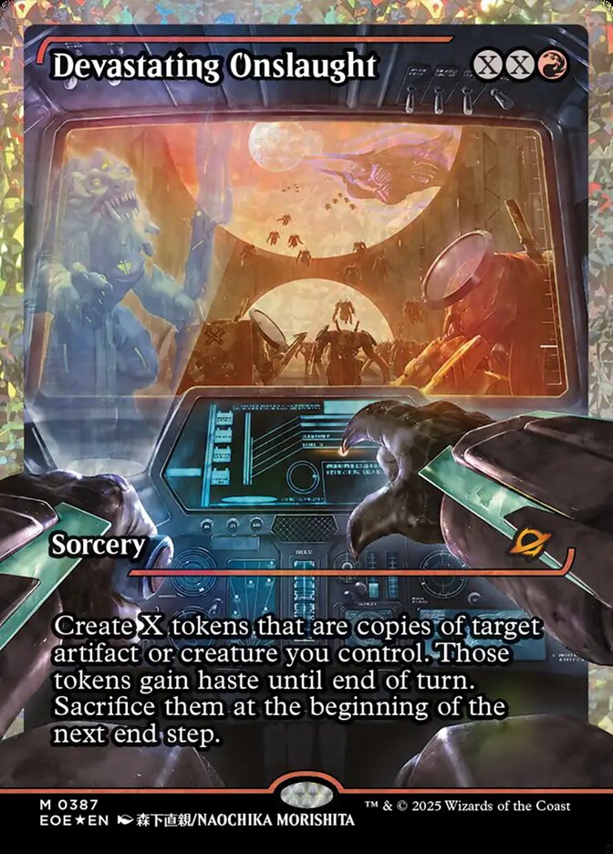 Devastating Onslaught – Mythic Magic: The Gathering card from Edge of Eternities (#387)