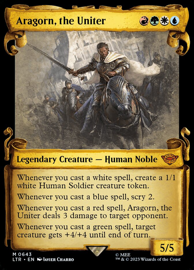Aragorn, the Uniter – Mythic Magic: The Gathering card from The Lord of the Rings: Tales of Middle-earth (#643)