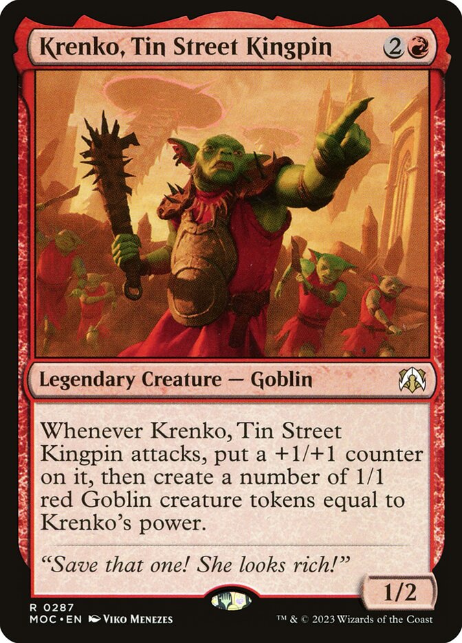 Krenko, Tin Street Kingpin – Rare Magic: The Gathering card from March of the Machine Commander (#287)