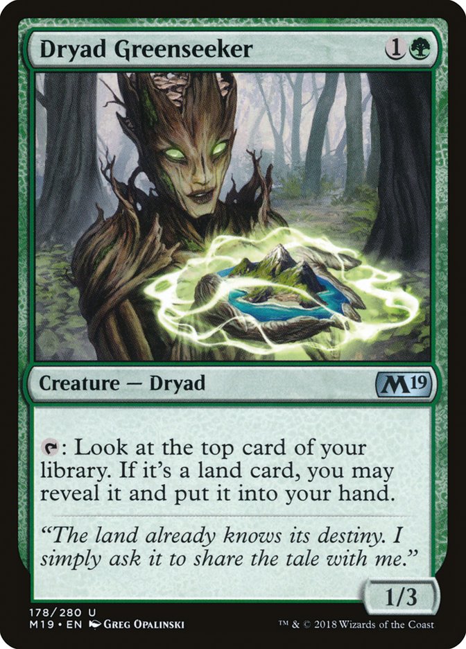 Dryad Greenseeker – Uncommon Magic: The Gathering card from Core Set 2019 (#178)