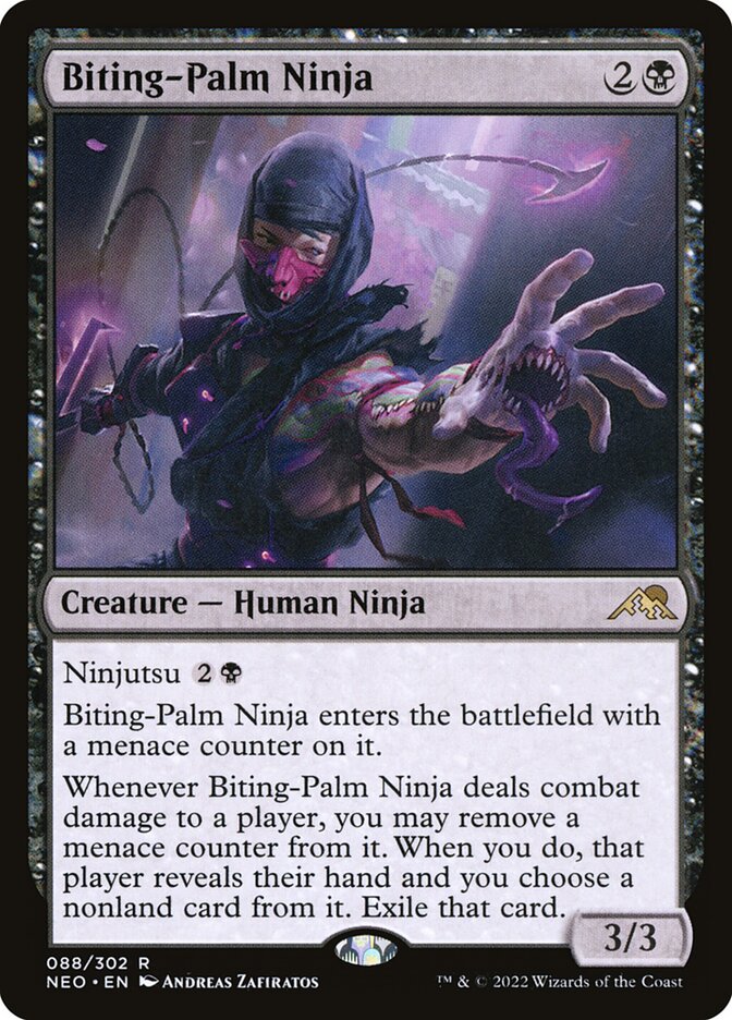 Biting-Palm Ninja – Rare Magic: The Gathering card from Kamigawa: Neon Dynasty (#88)
