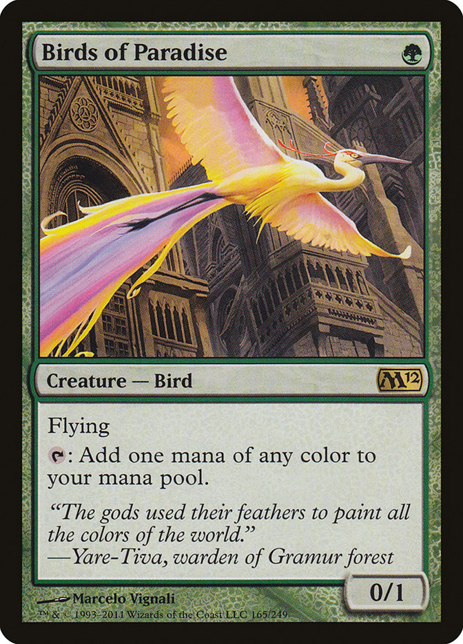 Birds of Paradise – Rare Magic: The Gathering card from Magic 2012 (#165)