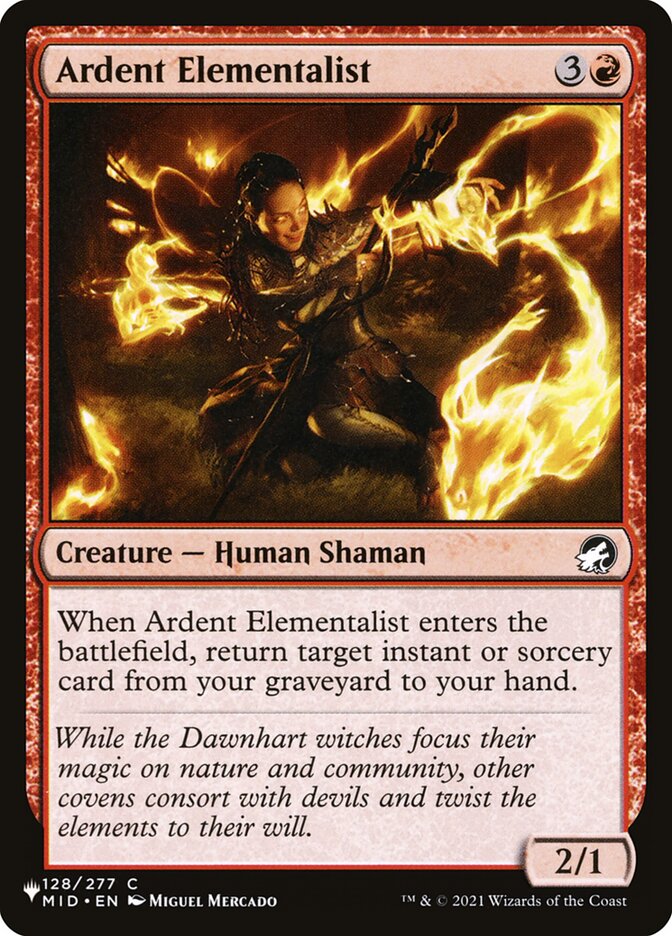 Ardent Elementalist – Common Magic: The Gathering card from The List (#MID-128)