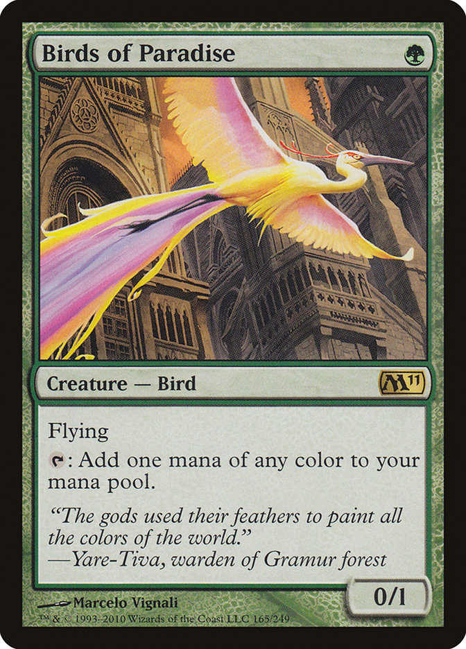 Birds of Paradise – Rare Magic: The Gathering card from Magic 2011 (#165)