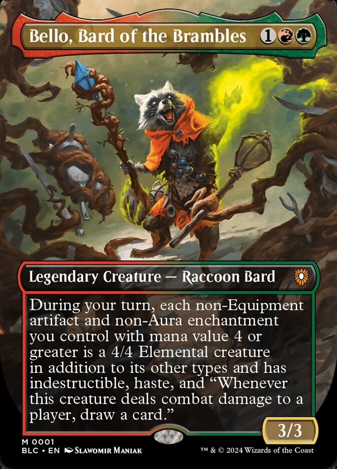 Bello, Bard of the Brambles – Mythic Magic: The Gathering card from Bloomburrow Commander (#1)
