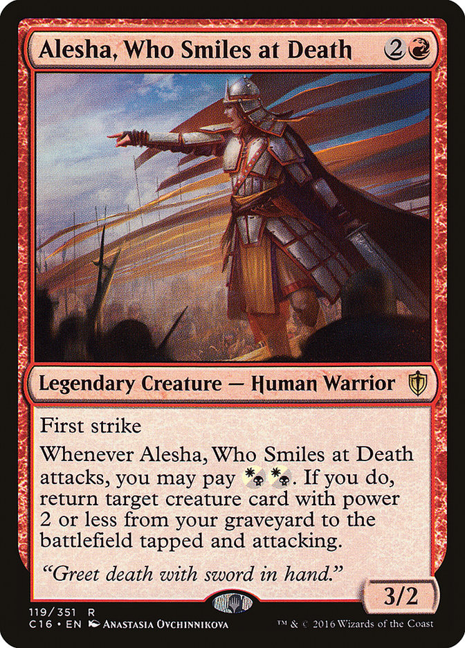 Alesha, Who Smiles at Death – Rare Magic: The Gathering card from Commander 2016 (#119)