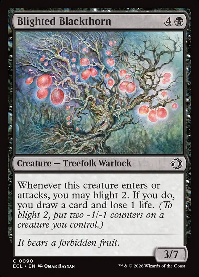Blighted Blackthorn – Common Magic: The Gathering card from Lorwyn Eclipsed (#90)
